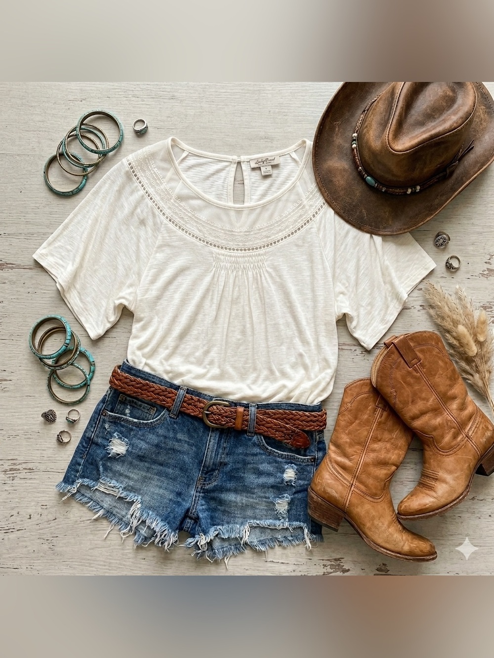 Lucky Brand Winter White Peasant Top Lace & Embroidered Detail Size Small